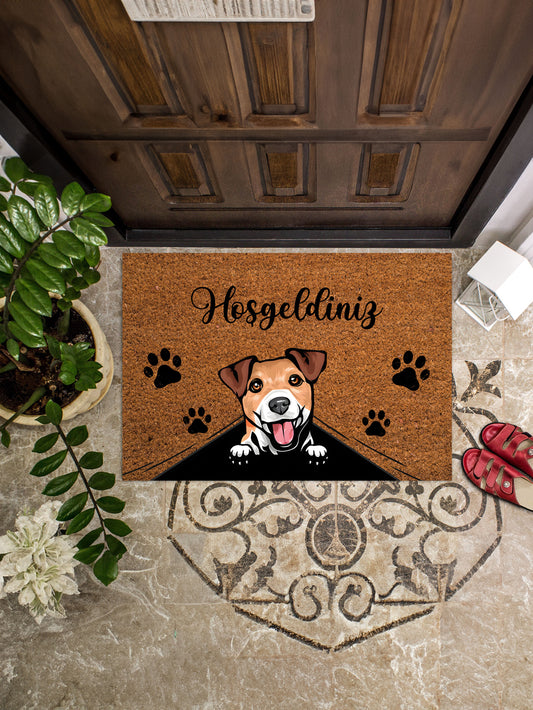 Hoşgeldiniz Köpekli Kapı Önü Paspası 45x65