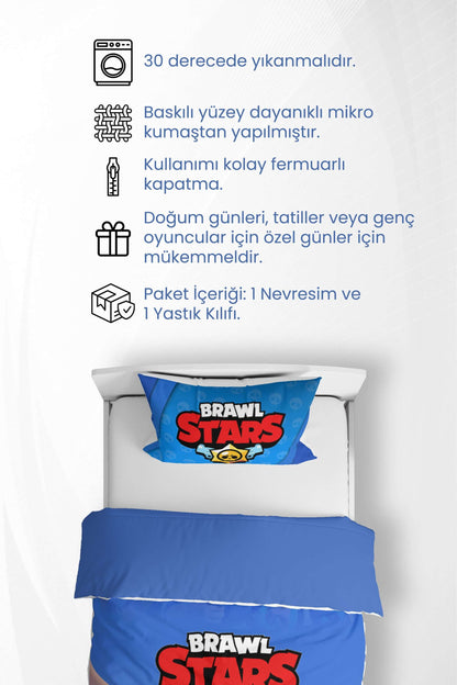 Brawl Stars Tek Kişilik Çocuk Nevresim Takımı (Çarşafsız)