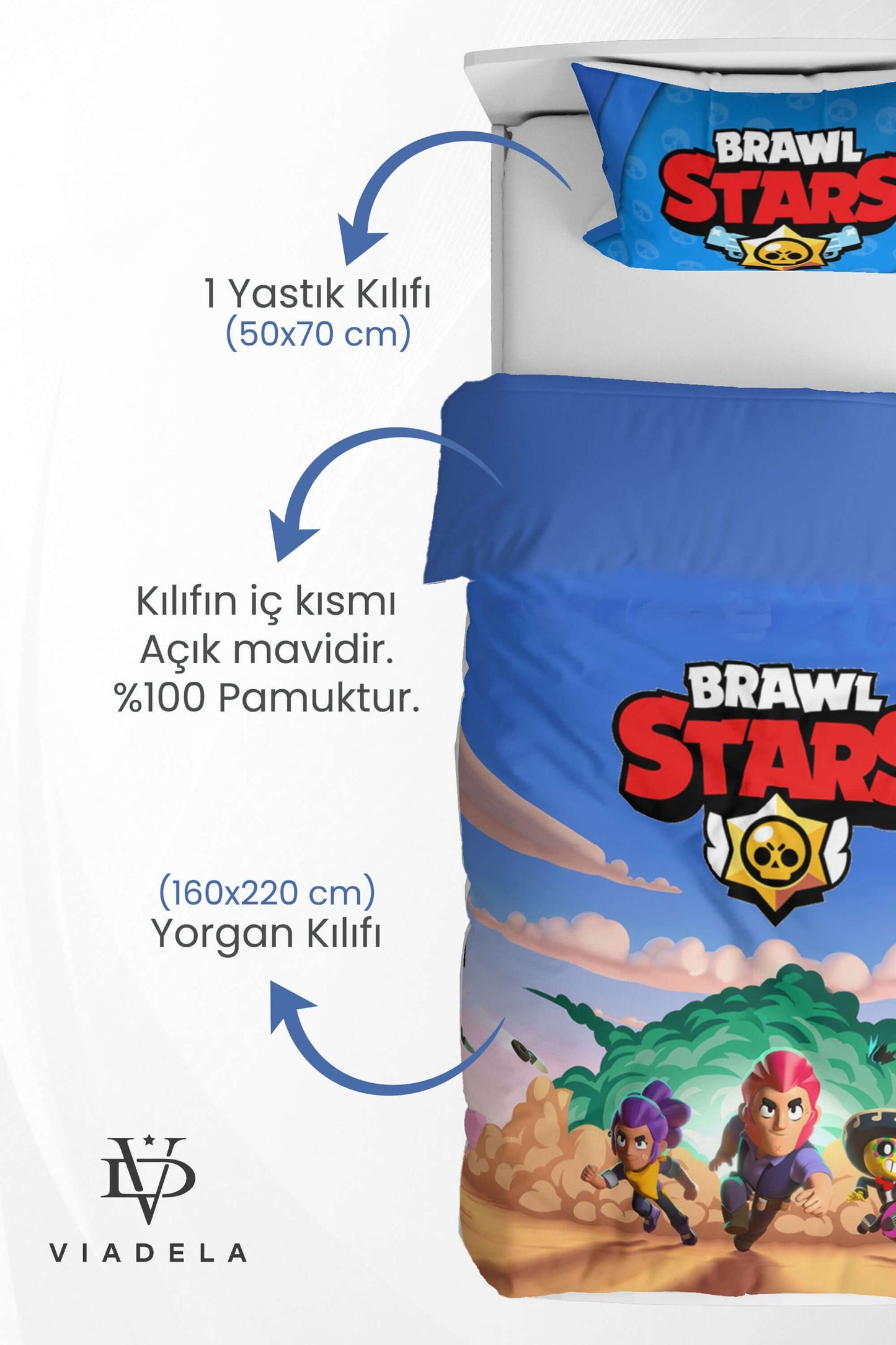 Brawl Stars Tek Kişilik Çocuk Nevresim Takımı (Çarşafsız)